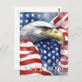 Carte Postale Drapeau américain Freedom Eagle Motivationnel Insp (Devant / Derrière)