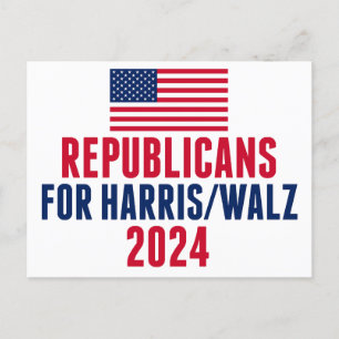 Carte Postale Drapeau américain Harris Walz