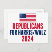 Carte Postale Drapeau américain Harris Walz (Devant / Derrière)