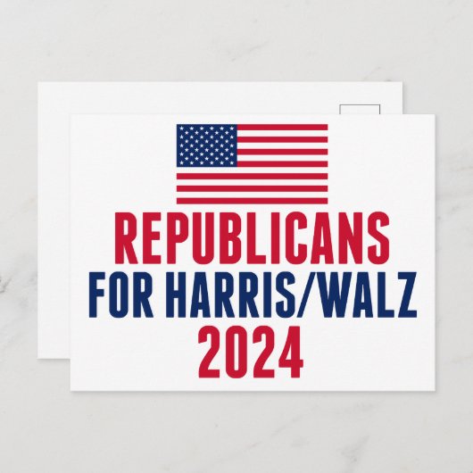 Carte Postale Drapeau américain Harris Walz (Devant / Derrière)