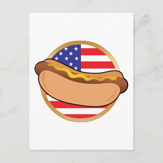 Carte Postale Drapeau américain Hot Dog (Devant)