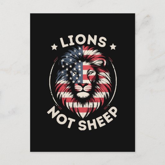 Carte Postale Drapeau américain, lions pas moutons (Devant)