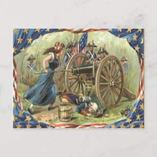 Carte Postale Drapeau américain Molly Pitcher Canon