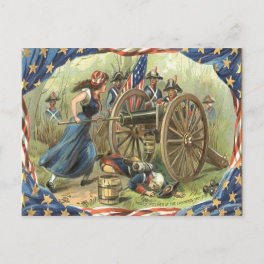 Carte Postale Drapeau américain Molly Pitcher Canon (Devant)