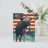 Carte Postale Drapeau américain Moose Vintage (Debout devant)