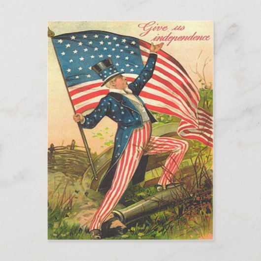 Carte Postale Drapeau américain Oncle Sam Canon Champ de bataill (Devant)
