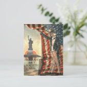 Carte Postale Drapeau américain Oncle Sam Statue de la Liberté (Debout devant)