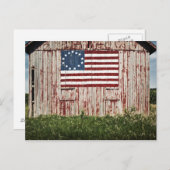 Carte Postale Drapeau américain peint sur la grange (Devant / Derrière)