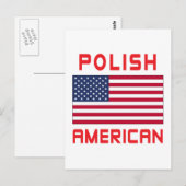 Carte Postale Drapeau américain polonais (Devant / Derrière)