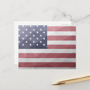 Carte Postale Drapeau américain Rouge Blanc Bleu Amérique Mailla