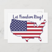 Carte Postale Drapeau américain rouge blanc bleu Que la liberté  (Devant / Derrière)