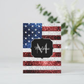 Carte Postale Drapeau américain rouge blanc brillant parties sci (Debout devant)
