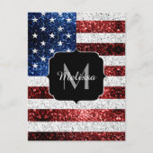 Carte Postale Drapeau américain rouge blanc brillant parties sci (Devant)