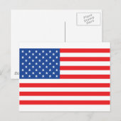 Carte Postale drapeau américain rouge bleu blanc (Devant / Derrière)