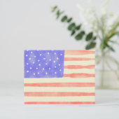 Carte Postale Drapeau américain rustique aquarelle (Debout devant)