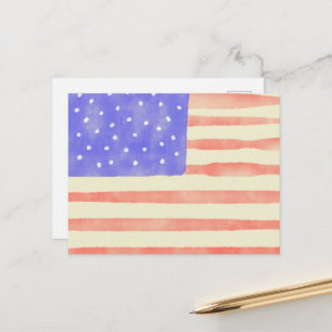 Carte Postale Drapeau américain rustique aquarelle