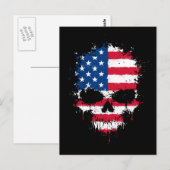 Carte Postale Drapeau américain Splatter Skull (Devant / Derrière)
