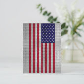 Carte Postale Drapeau américain sur le décor de fibre de carbone (Debout devant)