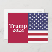 Carte Postale Drapeau américain Trump 2024 en rouge (Devant / Derrière)