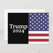Carte Postale Drapeau américain Trump 2024 sur fond noir (Devant / Derrière)
