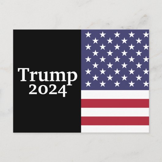 Carte Postale Drapeau américain Trump 2024 sur fond noir (Devant)