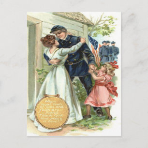 Carte Postale Drapeau américain Union Soldat de la guerre de Séc