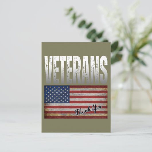 CARTE POSTALE DRAPEAU AMÉRICAIN VÉTÉRANS MERCI 4 JUILLET (Debout devant)