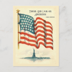 Carte Postale Drapeau américain vintage Statue de la Liberté Vie