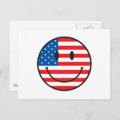 Carte Postale Drapeau américain, visage joyeux (Devant / Derrière)