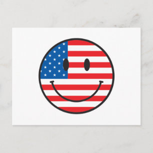 Carte Postale Drapeau américain, visage joyeux
