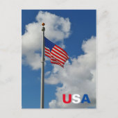 Carte Postale Drapeau américain volant rouge blanc et bleu patri (Devant)