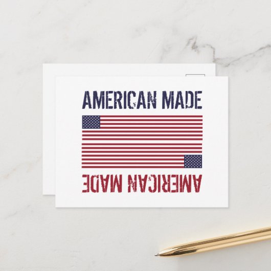 Carte Postale Drapeau American Made, États-Unis (Devant/Arrière en situation)