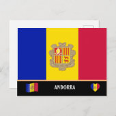 Carte Postale Drapeau andorran & voyage en pays andorran / Andor (Devant / Derrière)