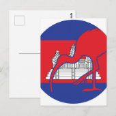 Carte Postale Drapeau animal national cambodgien Ibis géant (Devant / Derrière)