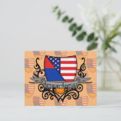 Carte Postale Drapeau Arménien-Américain de bouclier (Debout devant)