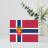 Carte Postale Drapeau/Armoiries de Norvège (Debout devant)
