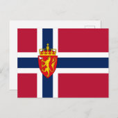 Carte Postale Drapeau/Armoiries de Norvège (Devant / Derrière)