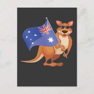Carte Postale Drapeau australien Aussie Kangaroo avec lunettes d