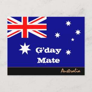 Carte Postale Drapeau australien & G'day Mate Voyage / Australie
