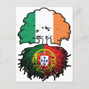 Carte Postale Drapeau aux racines de l'arbre d'Irlande portugais
