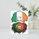 Carte Postale Drapeau aux racines de l'arbre d'Irlande portugais (Debout devant)