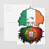 Carte Postale Drapeau aux racines de l'arbre d'Irlande portugais (Devant / Derrière)