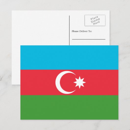 Carte Postale Drapeau azerbaïdjanais, Drapeau de l'Azerbaïdjan (Devant / Derrière)