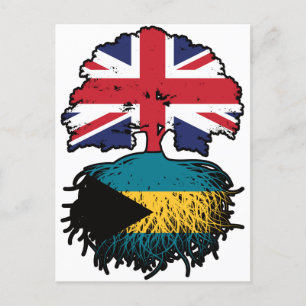 Carte Postale Drapeau bahaméen britannique des racines d'arbre