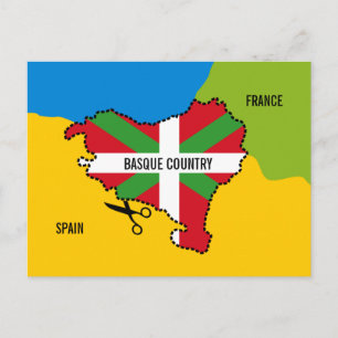 Carte Postale Drapeau basque Ikurriña, Indépendance du Pays basq