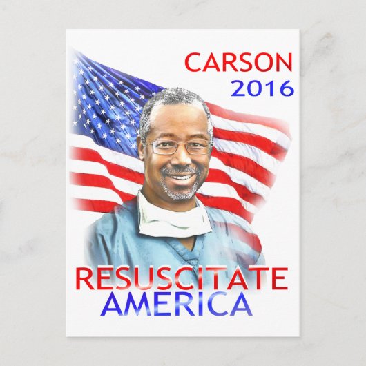Carte Postale Drapeau Ben Carson-Resuscitate America 2016 USA (Devant)