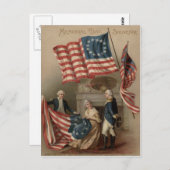 Carte Postale Drapeau Betsy Ross George Washington des USA (Devant / Derrière)