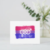 CARTE POSTALE DRAPEAU BISEXUAL PEINT SYMBOLE FIDE (Debout devant)