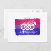 CARTE POSTALE DRAPEAU BISEXUAL PEINT SYMBOLE FIDE (Devant / Derrière)
