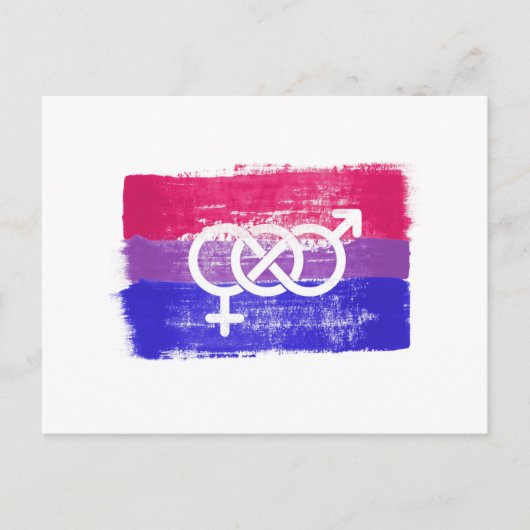 CARTE POSTALE DRAPEAU BISEXUAL PEINT SYMBOLE FIDE (Devant)